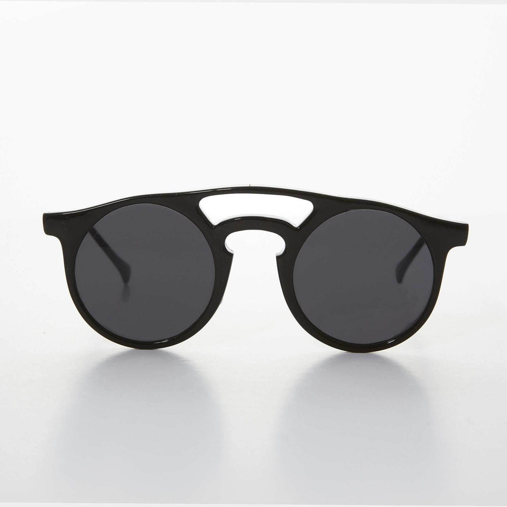 Round Victorian Steampunk Vintage Sunglass - Edgar - Black