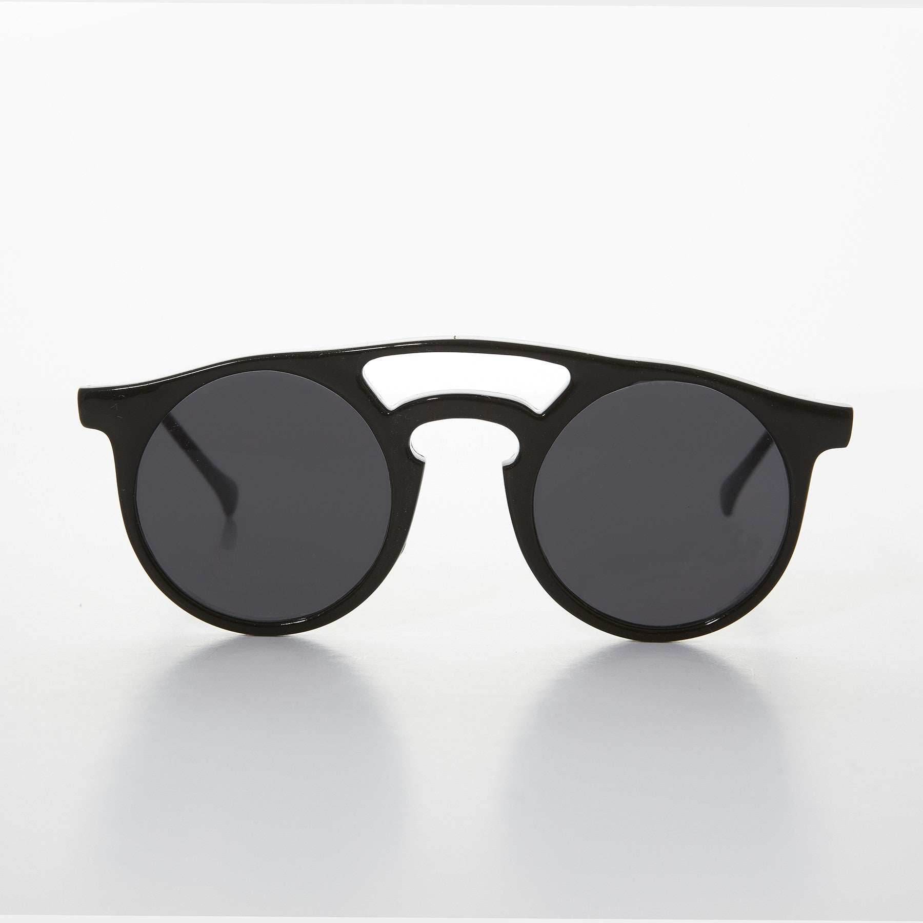 Round Victorian Steampunk Vintage Sunglass - Edgar - Black