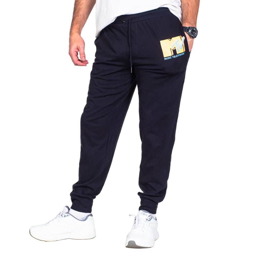 MTV Music Television Adult Unisex Everyday Cotton Jogger Pants - Yellow Logo / S