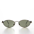 Industrial Metal Frame Oval 90s Steampunk Sunglass - Erin 2 - Gun Metal/Gray Lens