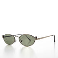 Industrial Metal Frame Oval 90s Steampunk Sunglass - Erin 2 - Gun Metal/Green Lens