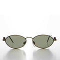 Industrial Metal Frame Oval 90s Steampunk Sunglass - Erin 1 - Bronze/Green Lens