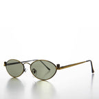 Industrial Metal Frame Oval 90s Steampunk Sunglass - Erin 1 - Bronze/Green Lens