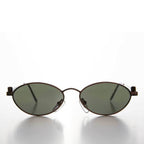 Industrial Metal Frame Oval 90s Steampunk Sunglass - Erin 1 - Copper/Green Lens
