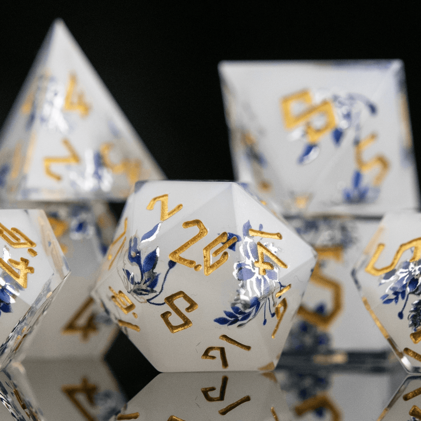 Earl Grey Lavender Sharp-Edged Resin Dice Set - 