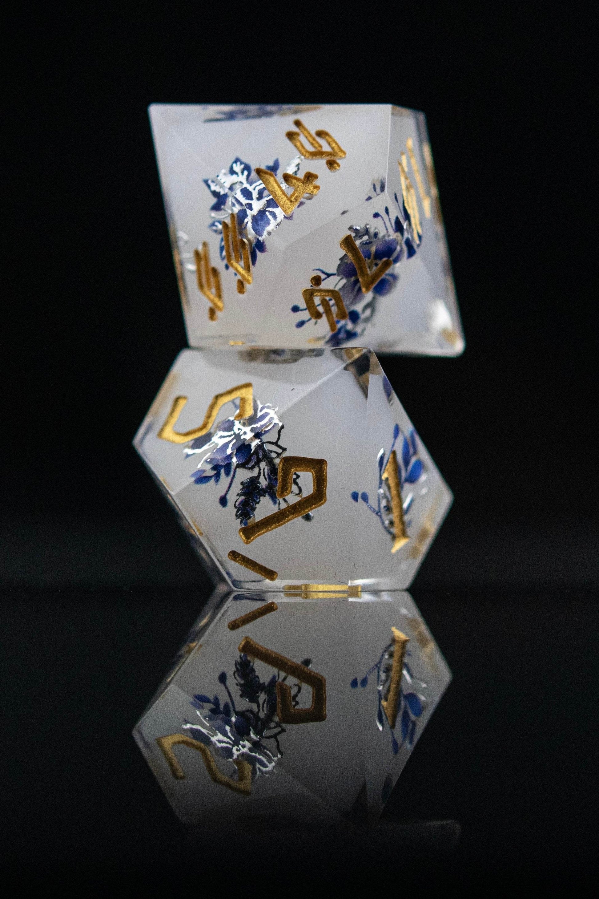 Earl Grey Lavender Sharp-Edged Resin Dice Set - 