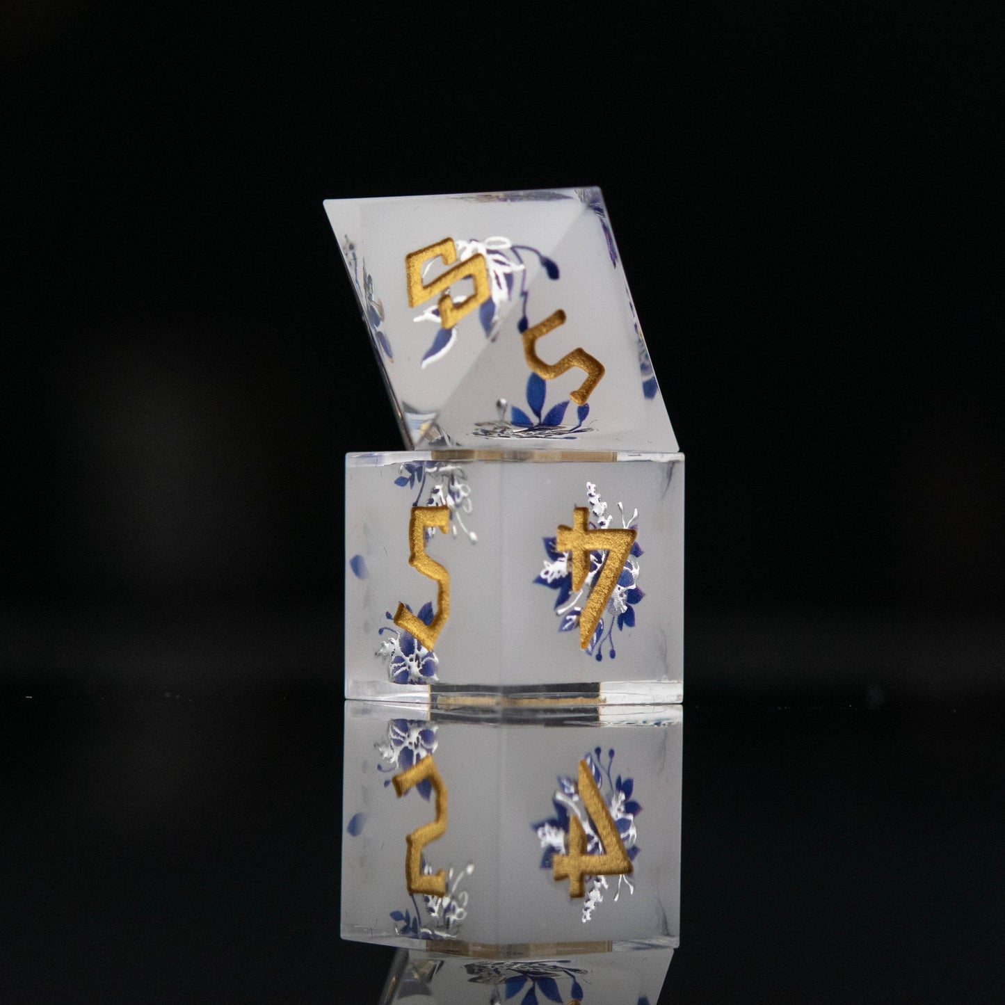 Earl Grey Lavender Sharp-Edged Resin Dice Set - 