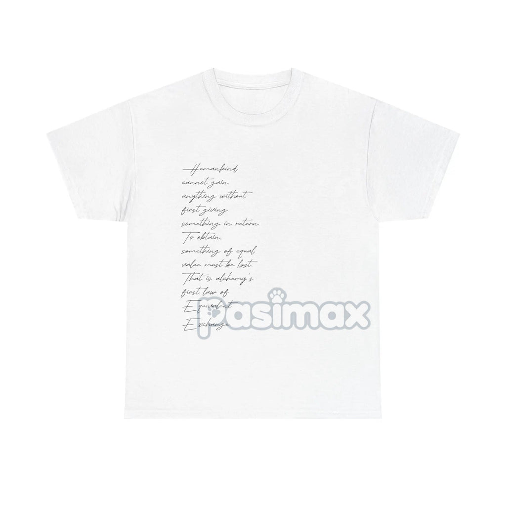 Edward Elric's "Equivalent Exchange" T-Shirt - Fullmetal Alchemist Brotherhood Apparel