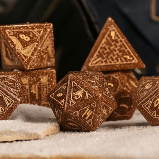 Egyptian Gold Sandstone Stone Dice Set - Dice Around the World Collection 'PRE-ORDER | SPRING EVENT DEAL' - 