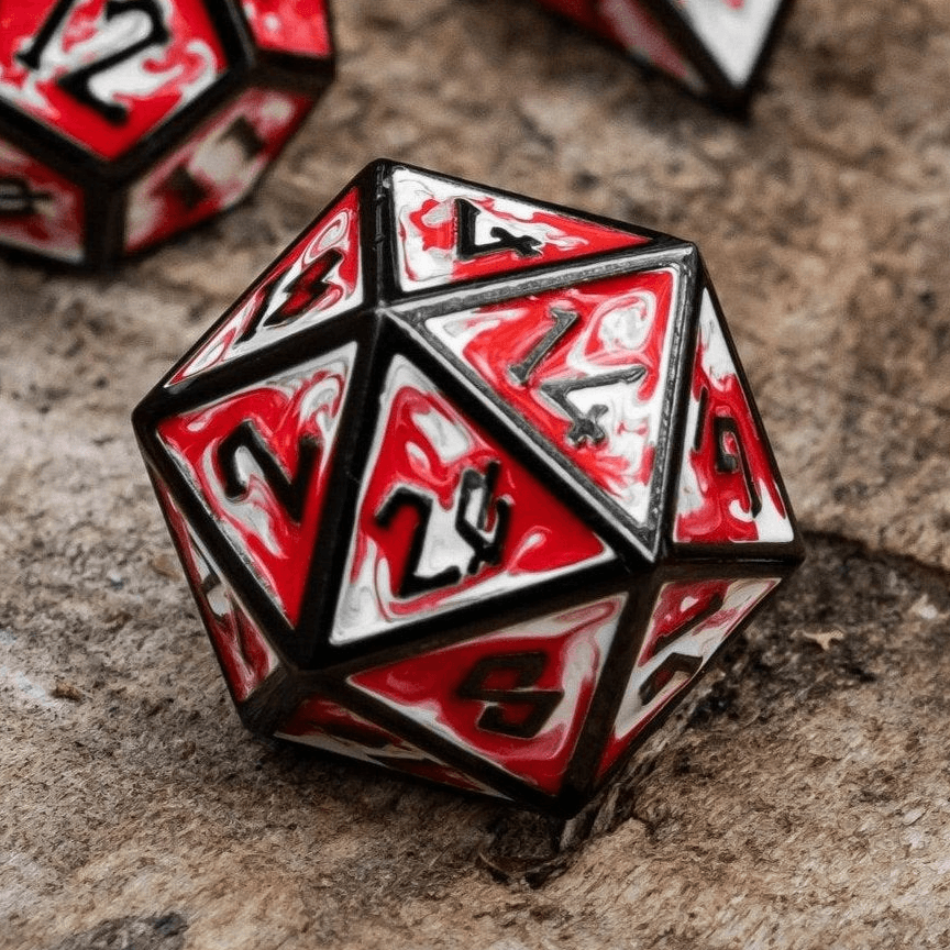 Elder Runes Blood Chalice Metal Dice Set - 