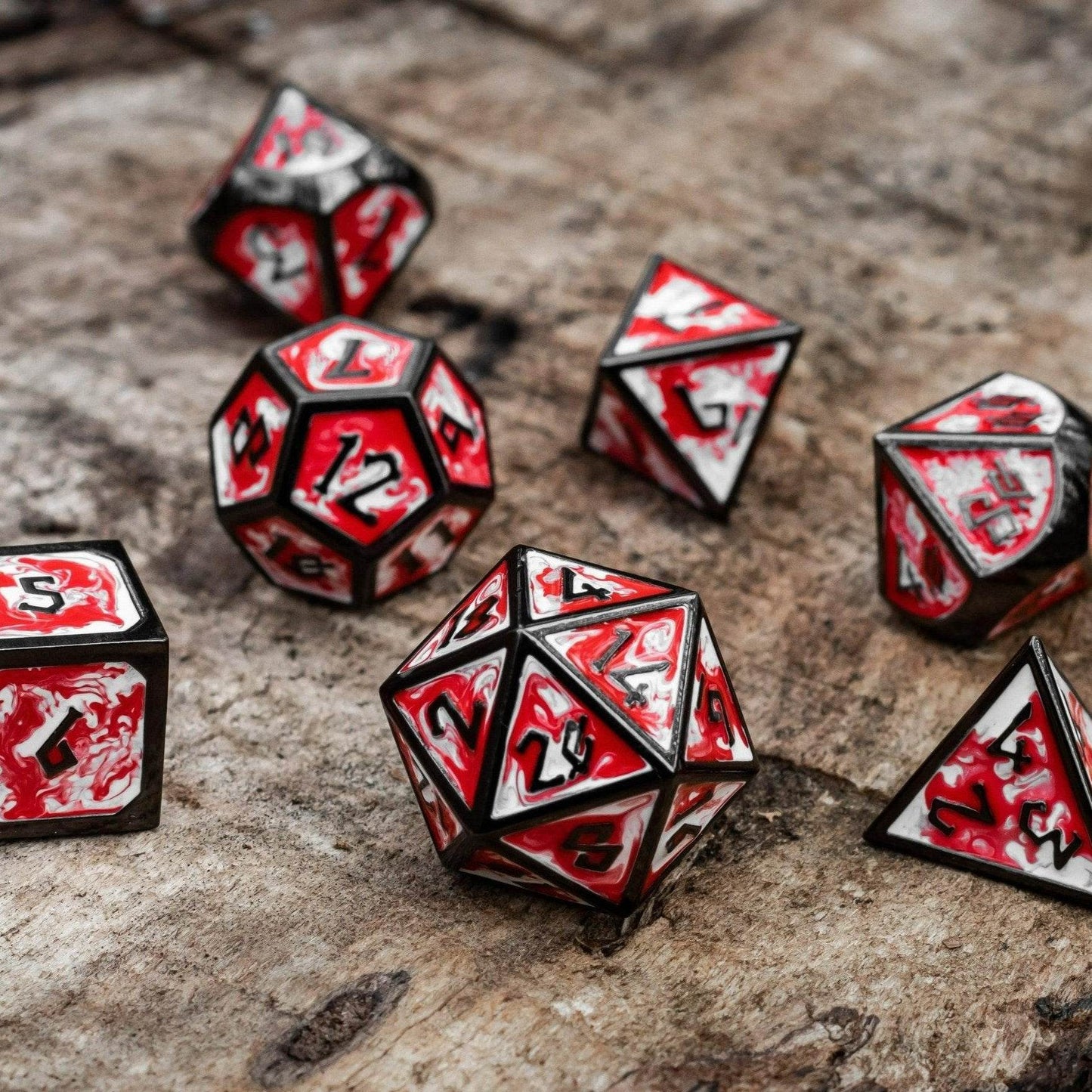 Elder Runes Blood Chalice Metal Dice Set - 