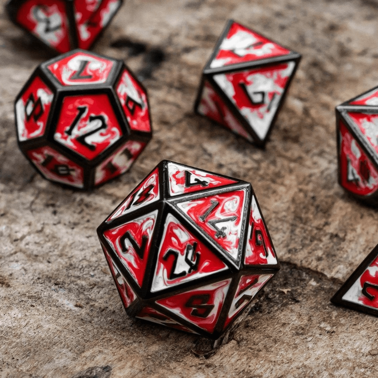 Elder Runes Blood Chalice Metal Dice Set - 
