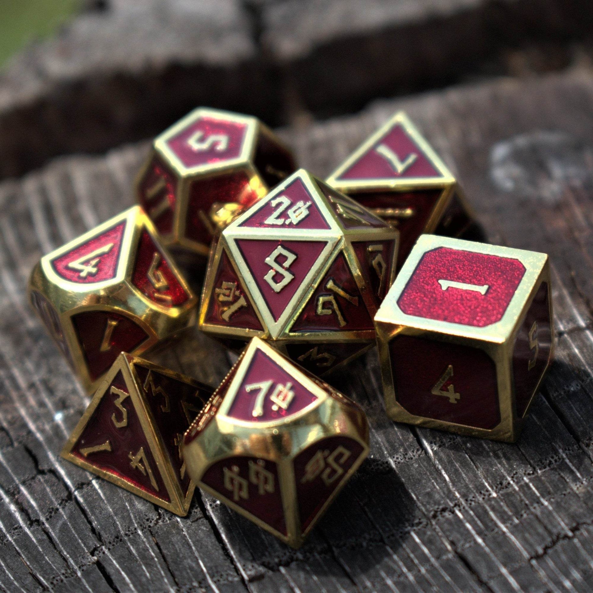 Elder Runes Crimson Blood And Gold Metal Dice Set 'PRE-ORDER | SPRING EVENT DEAL' - 