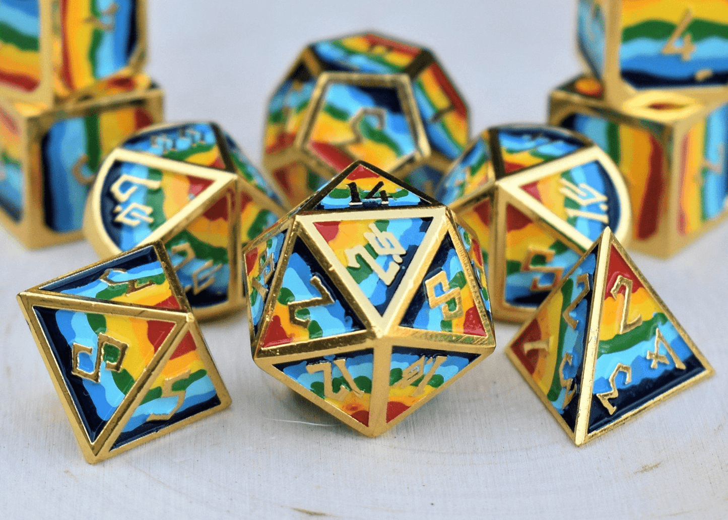 Elder Runes Pride And Gold Metal Dice Set 'PRE-ORDER | SPRING EVENT DEAL' - 