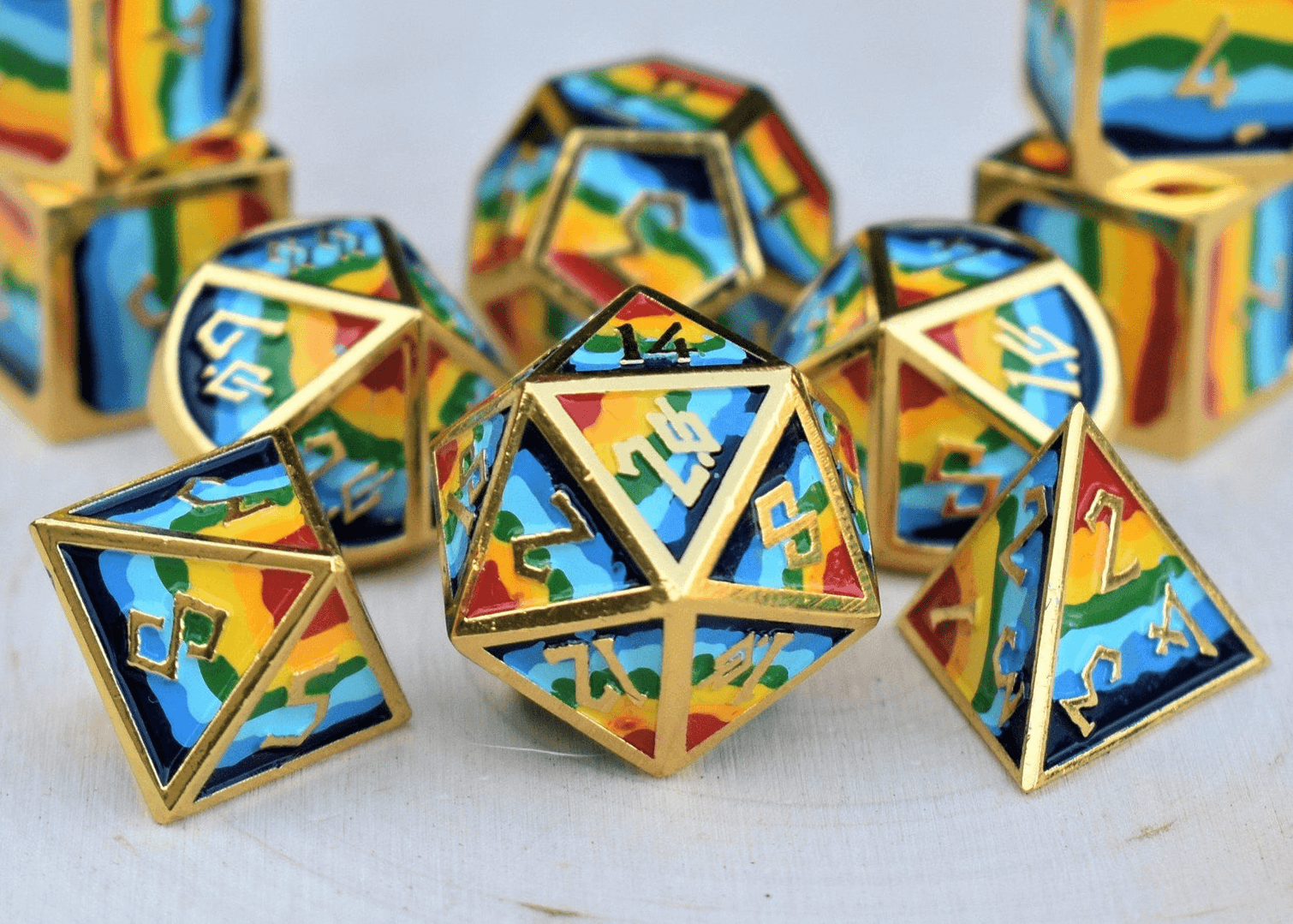 Elder Runes Pride And Gold Metal Dice Set 'PRE-ORDER | SPRING EVENT DEAL' - 