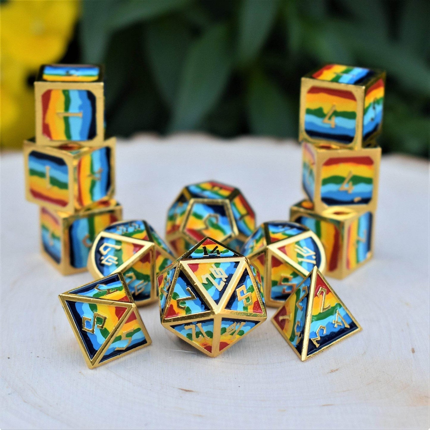Elder Runes Pride And Gold Metal Dice Set 'PRE-ORDER | SPRING EVENT DEAL' - 