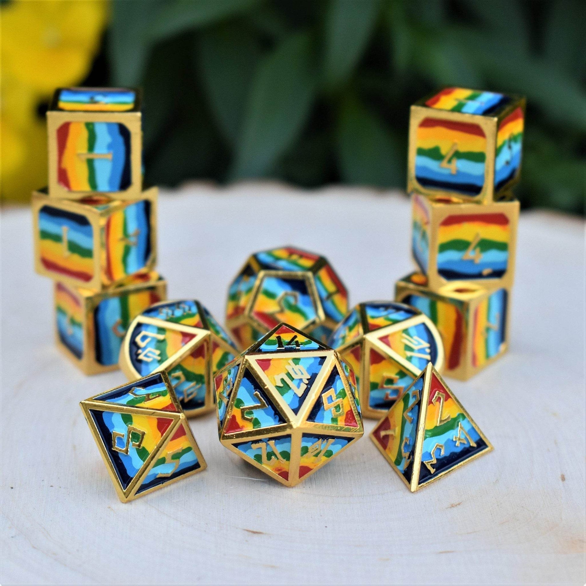 Elder Runes Pride And Gold Metal Dice Set 'PRE-ORDER | SPRING EVENT DEAL' - 
