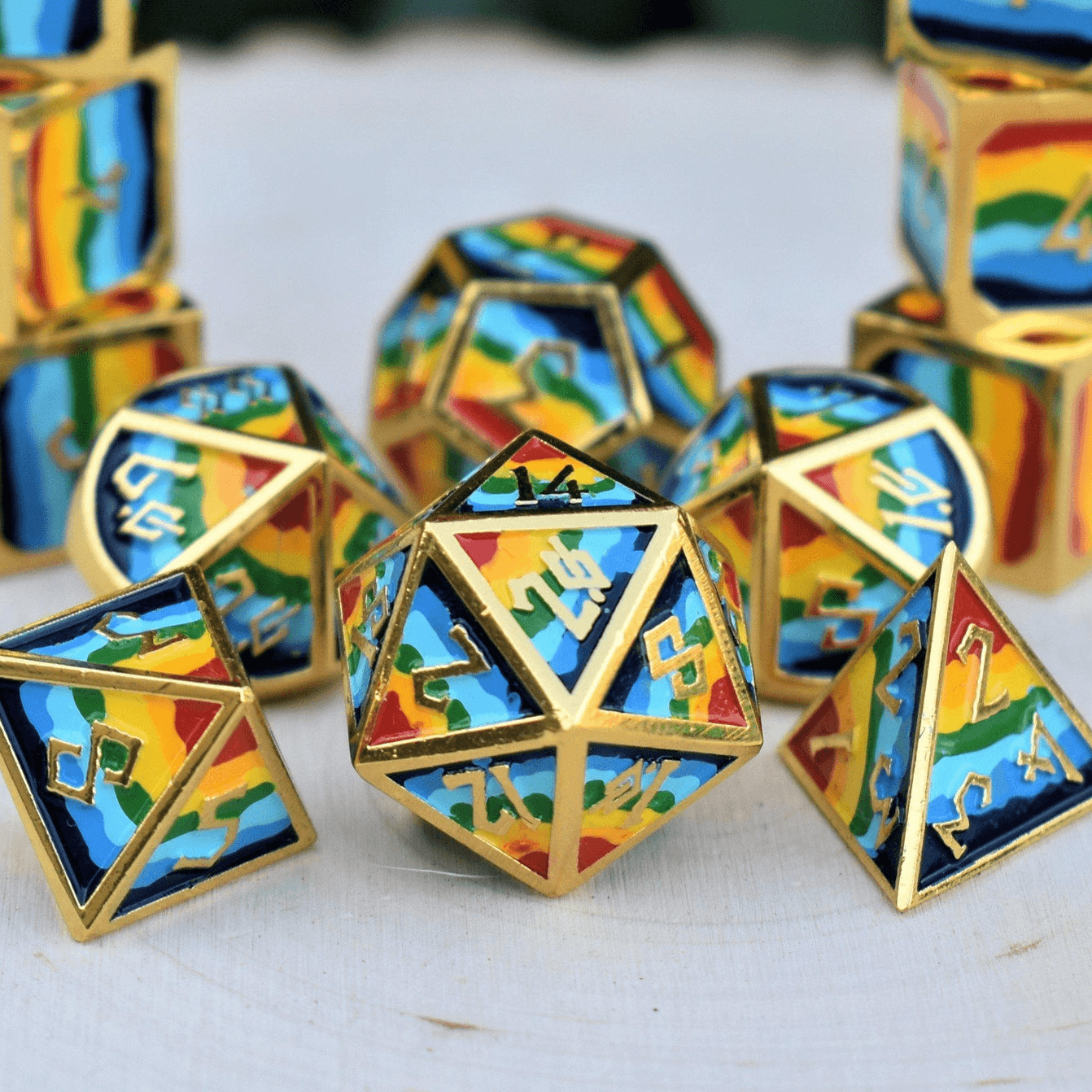 Elder Runes Pride And Gold Metal Dice Set 'PRE-ORDER | SPRING EVENT DEAL' - 