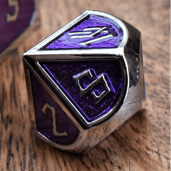 Elder Runes Purple And Silver Metal Dice Set - 
