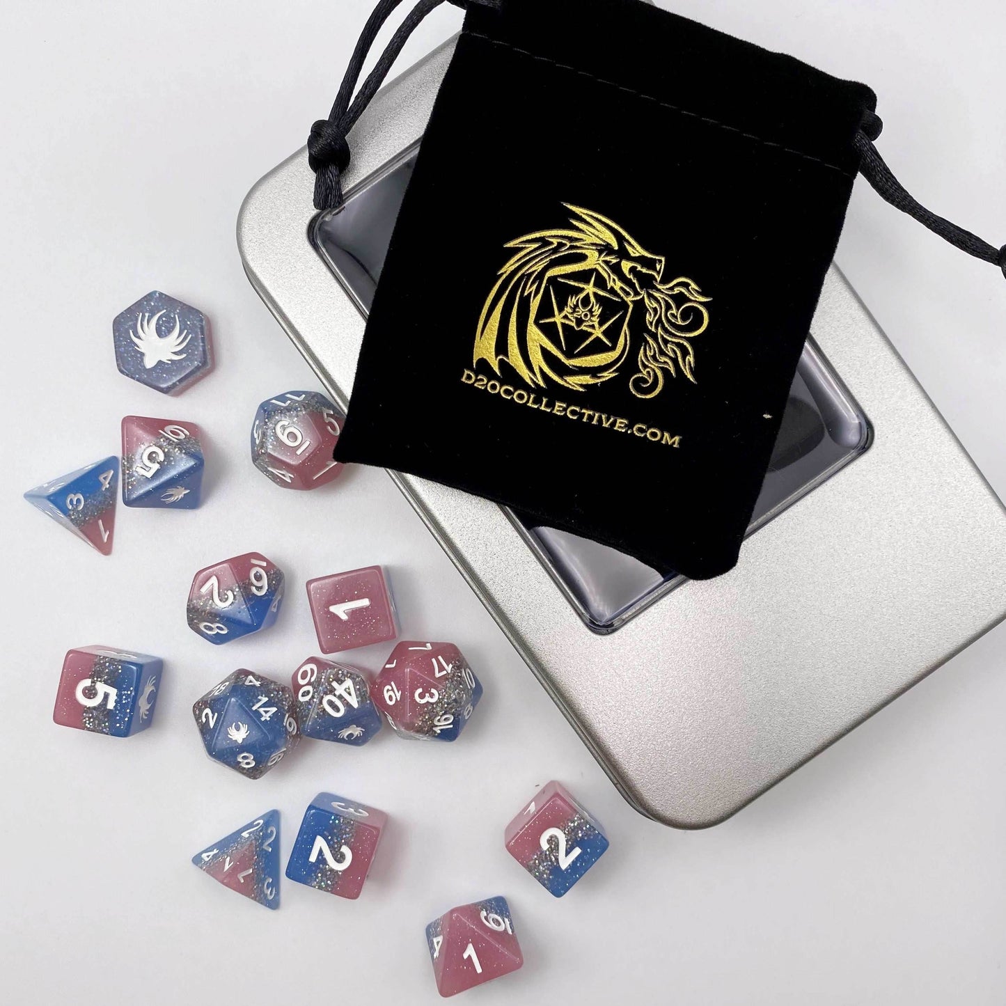 Elemental Glimmer - 14 Piece DnD Dice Set | Acrylic RPG Gaming Dice - 