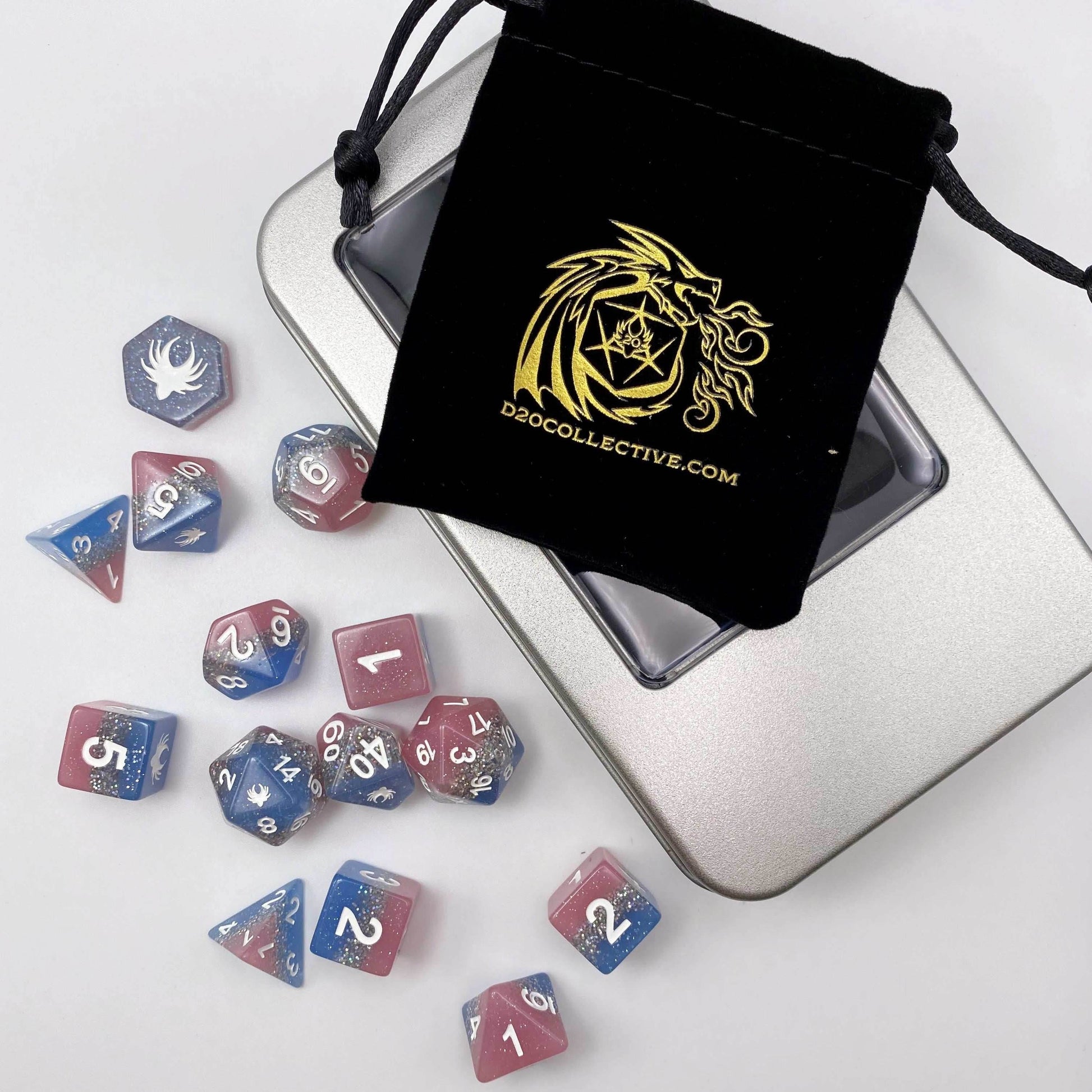 Elemental Glimmer - 14 Piece DnD Dice Set | Acrylic RPG Gaming Dice - 