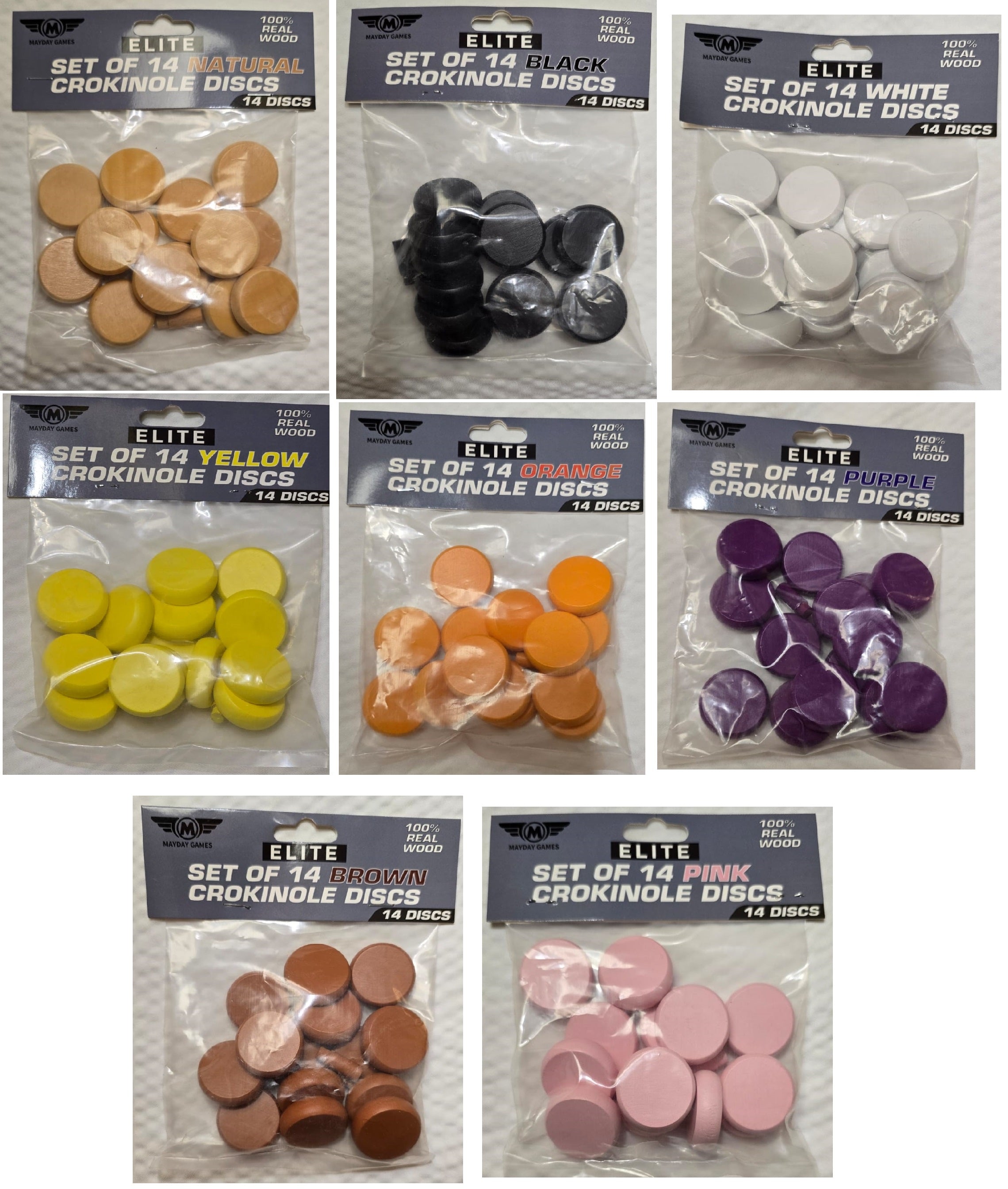 ELITE 14 Count Crokinole Discs (Choose from 10 colors) + Scoring Peg