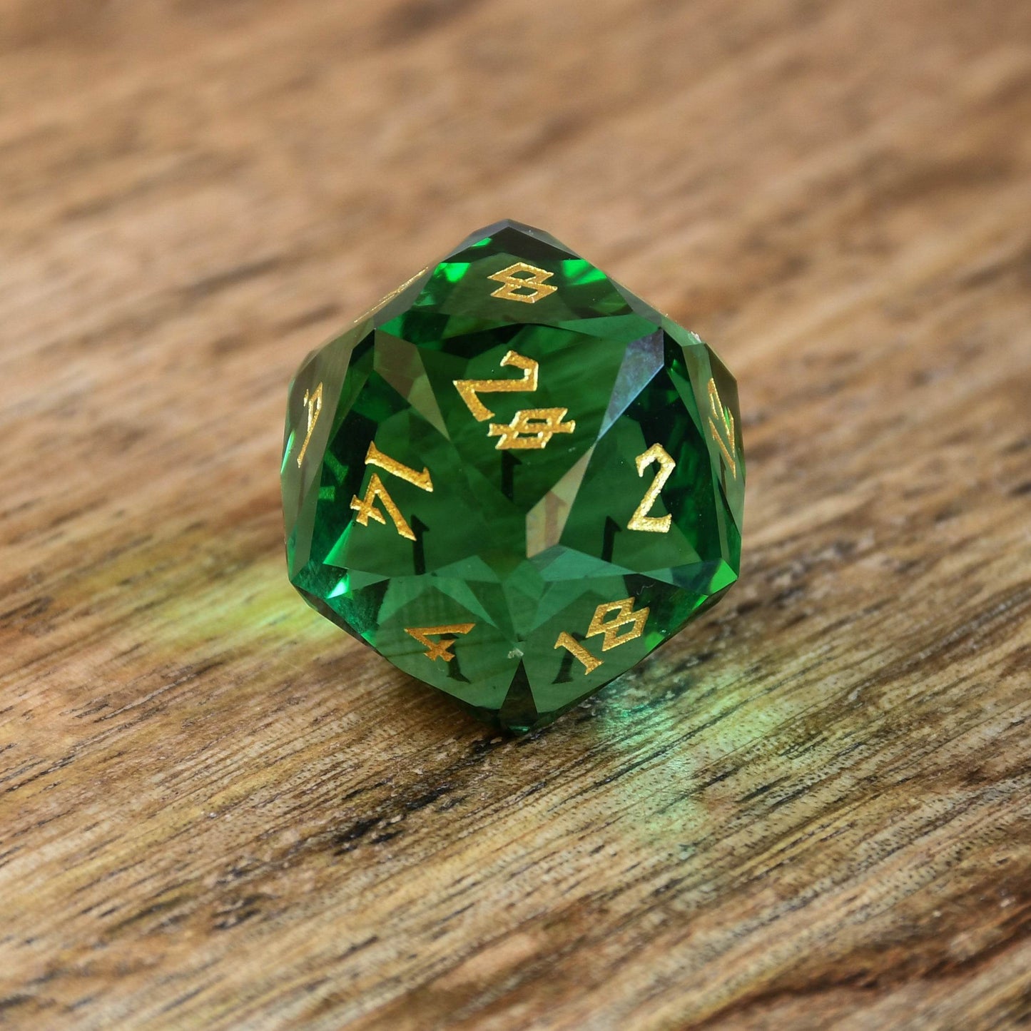 Emerald Multifaceted Glass Dice Set - 