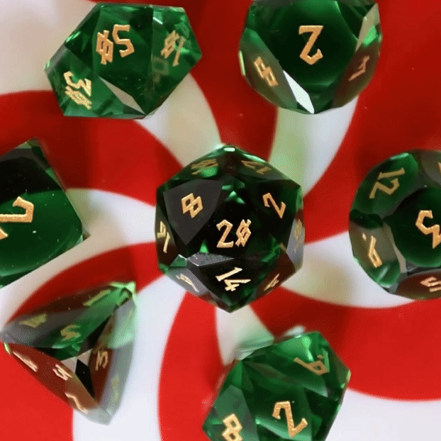 Emerald Multifaceted Glass Dice Set - 