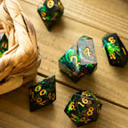 Enchanted Forest Gold Resin DND Dice Set