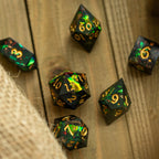 Enchanted Forest Gold Resin DND Dice Set