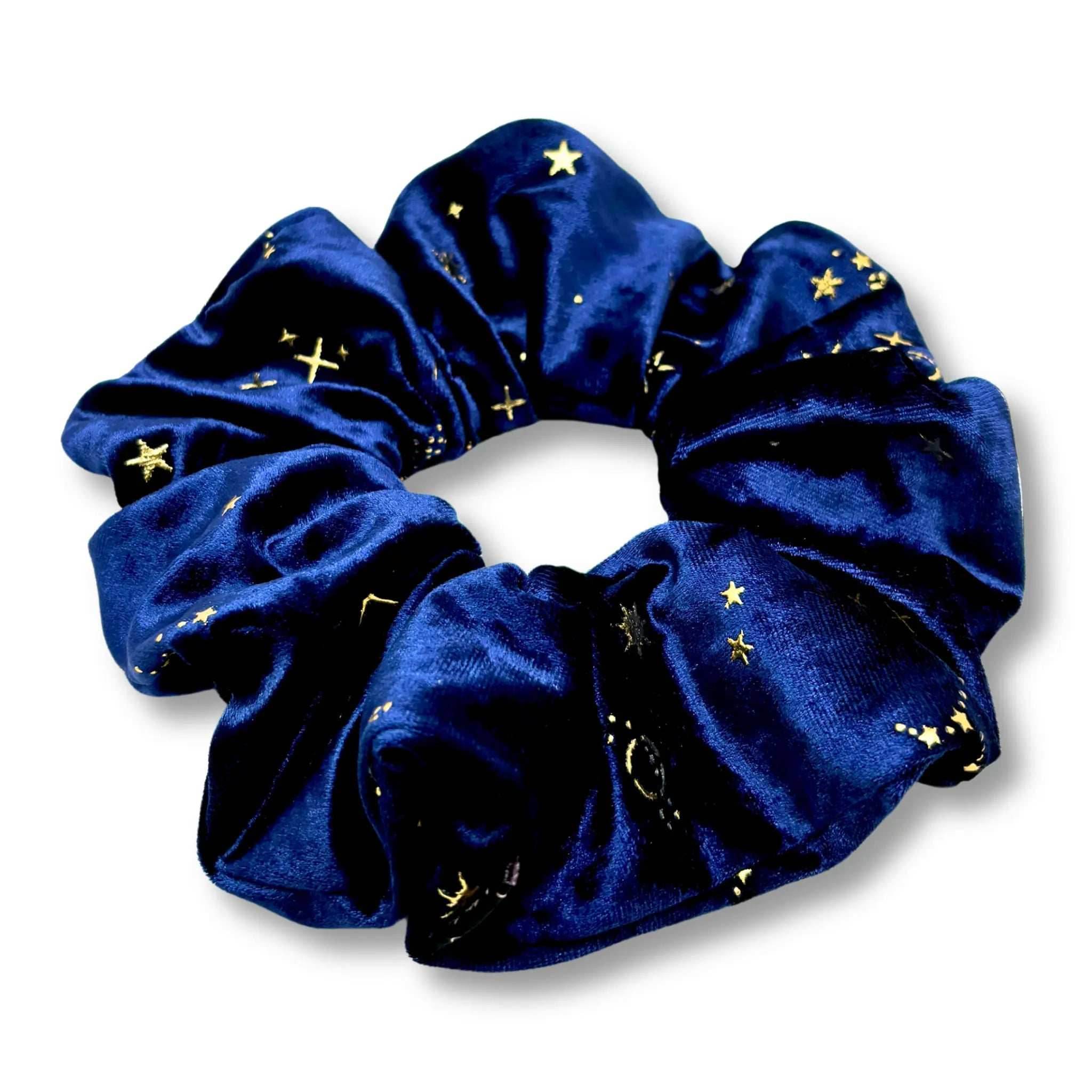 Celestial Star Navy Crushed Velvet Scrunchie - 