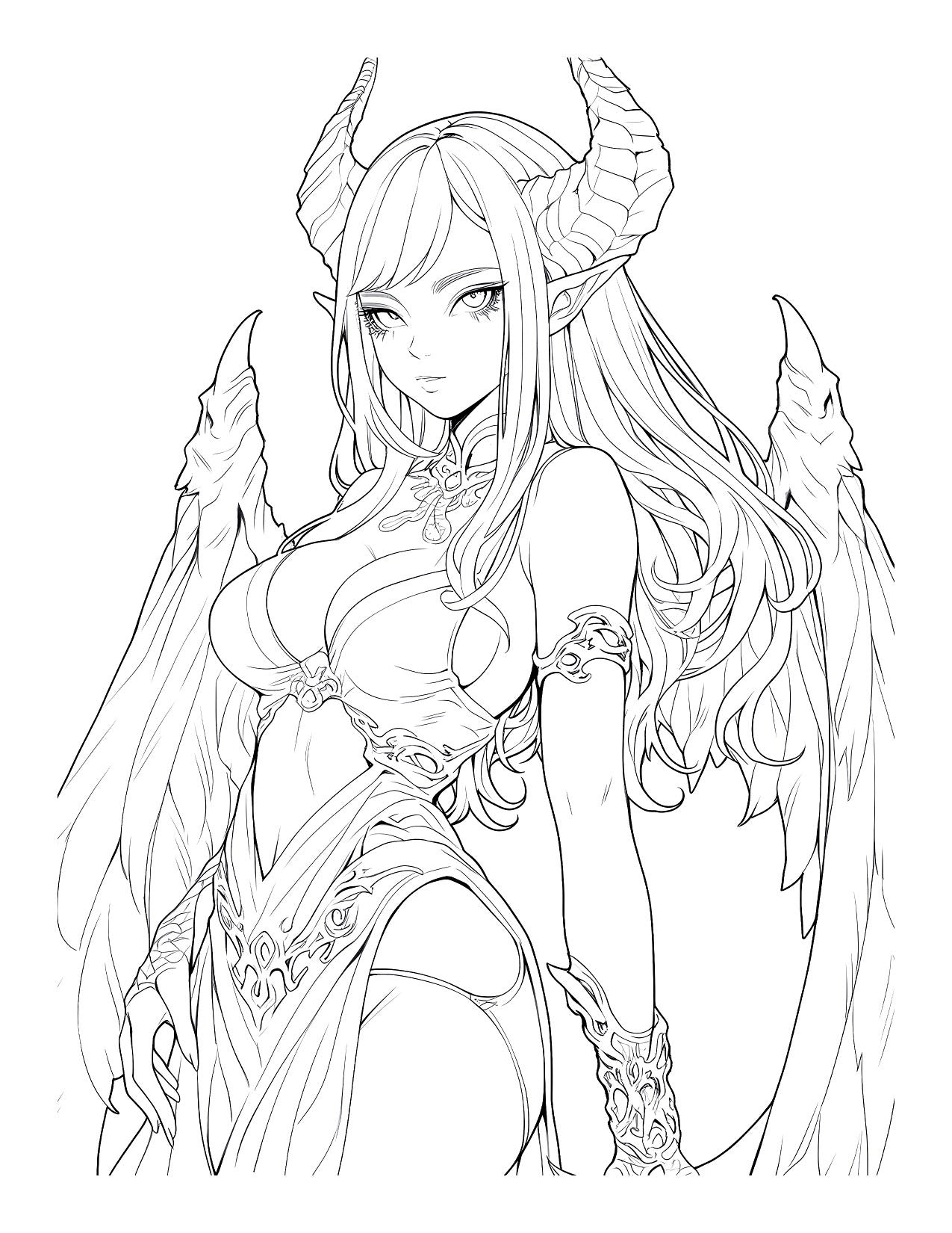 Enchanted Demons: An Anime Waifu demon Girls Coloring Book for Adults Vol-1