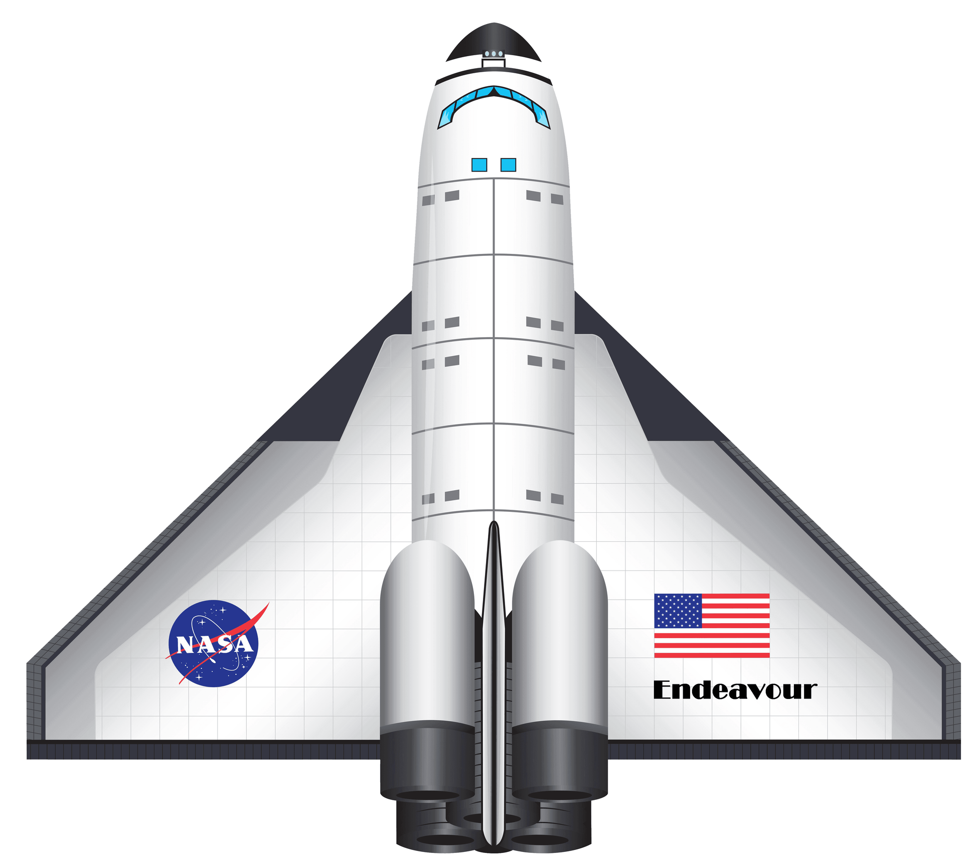 FlightZone Space Shuttle Endeavour 2D Nylon Kite, 52 Inches Wide - 