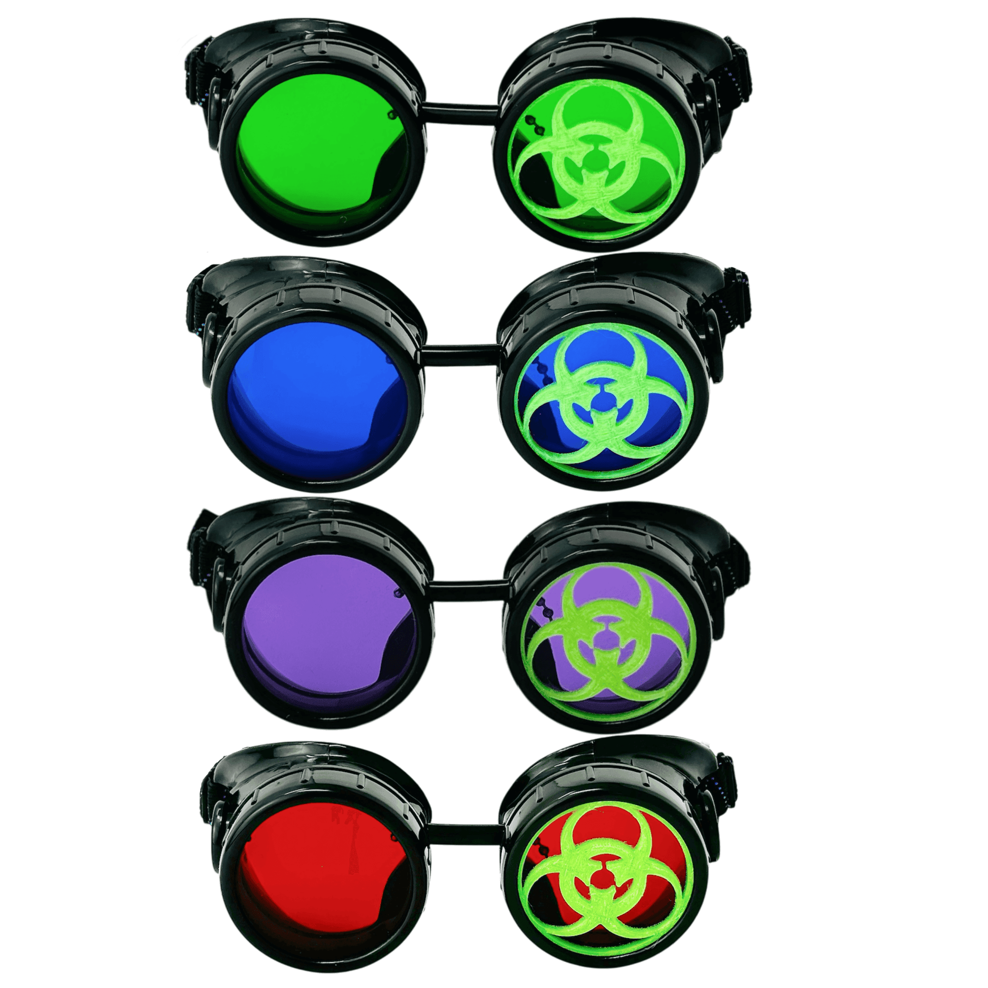Steampunk Mad Scientist goggles biohazard cosplay glasses - red