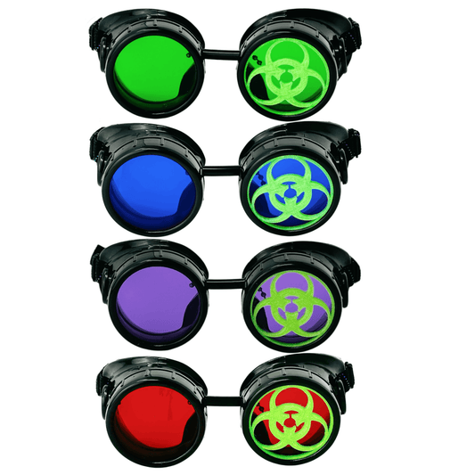 Steampunk Mad Scientist goggles biohazard cosplay glasses - red