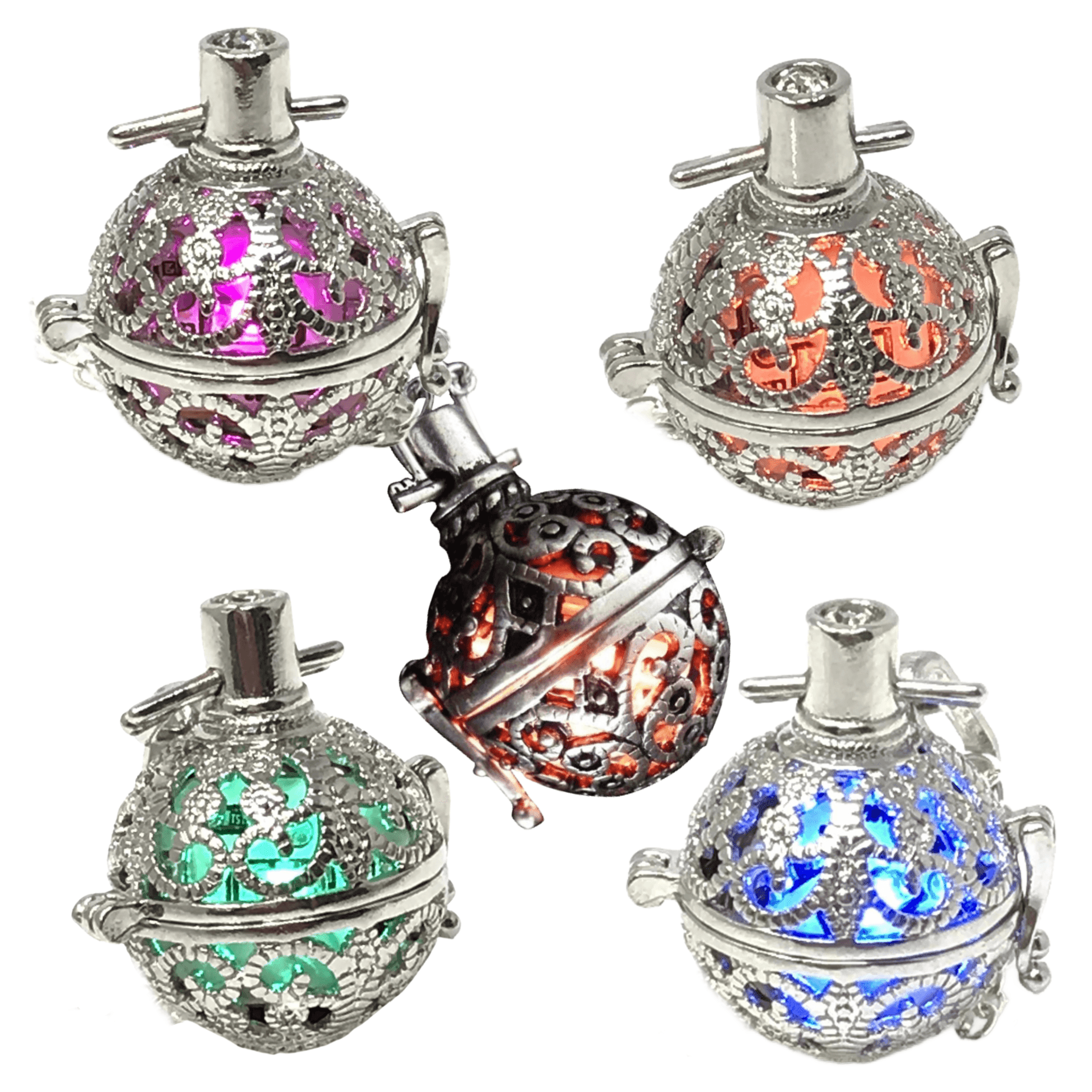 Steampunk fire necklace glow orb necklace - blue