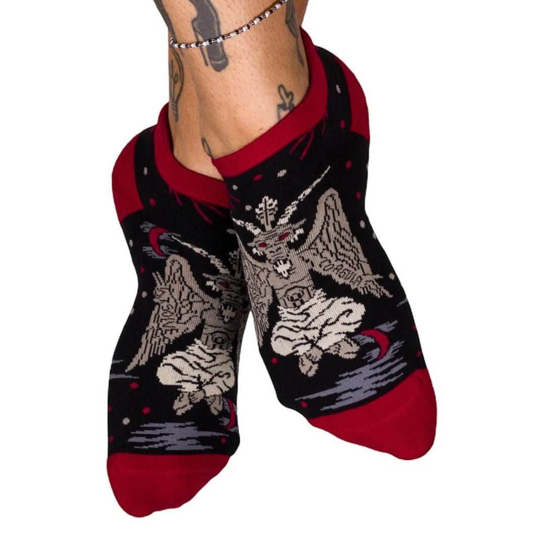 Evil Baphomet Ankle Socks - 