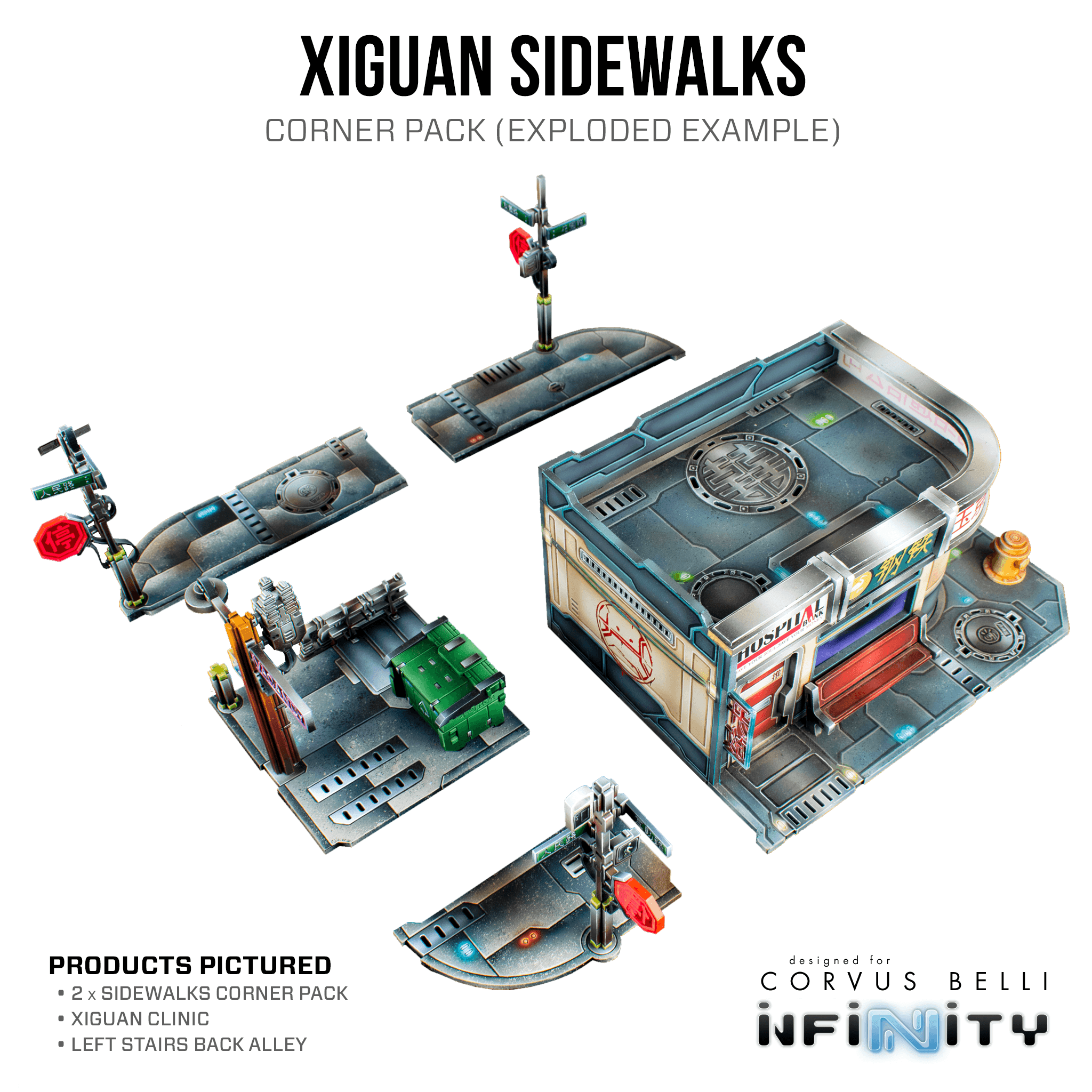 Xiguan Sidewalk - Corners - Color Printed