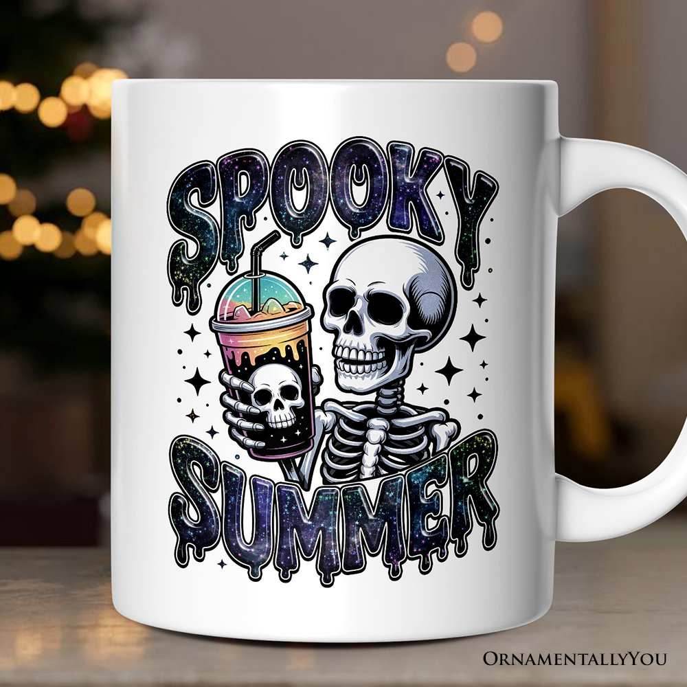 Spooky Summer Skeleton Personalized Mug, Snarky Halloween Coffee Gift with Custom Name - 12oz Mug