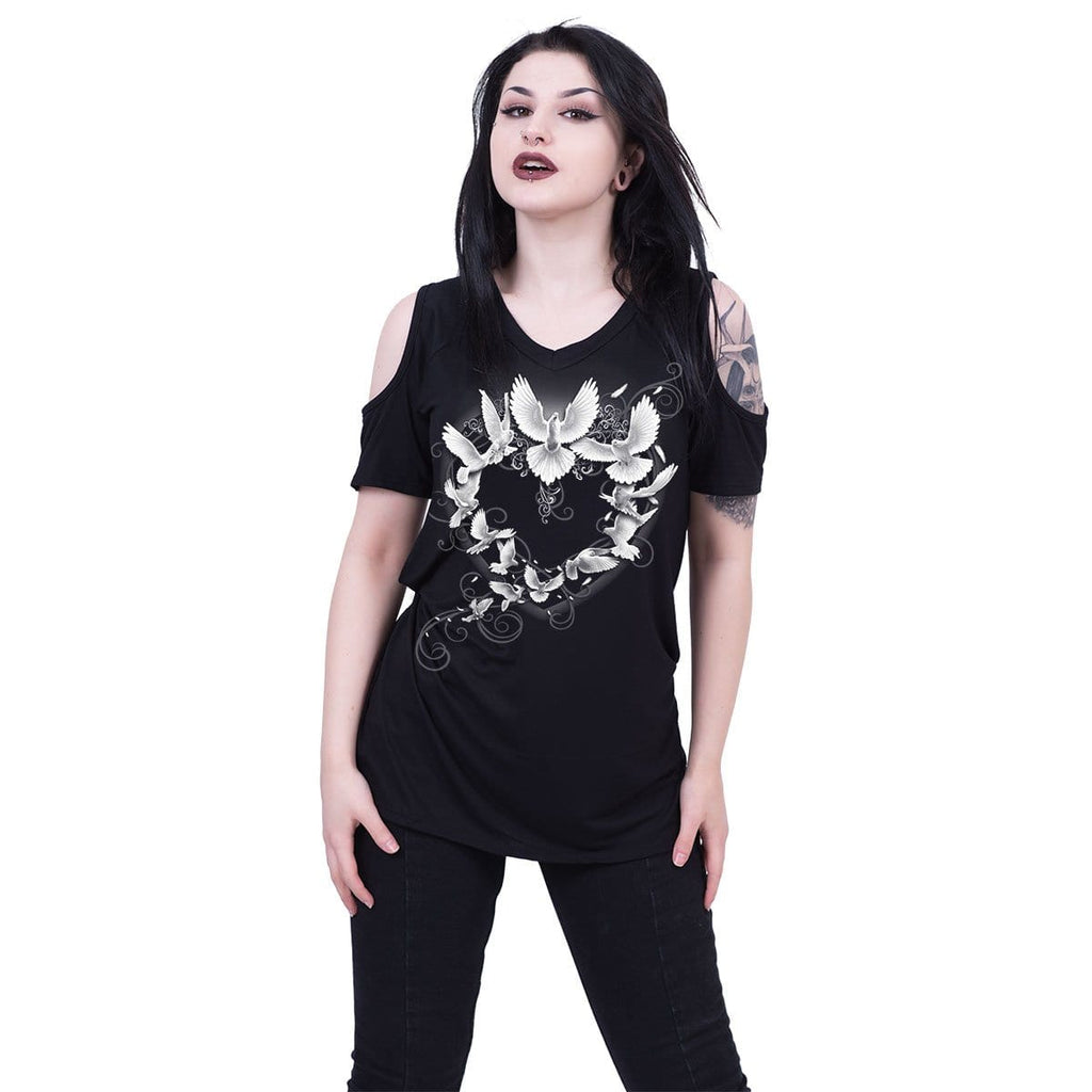 DOVES HEART - Cold Shoulder Goth Bottom Top