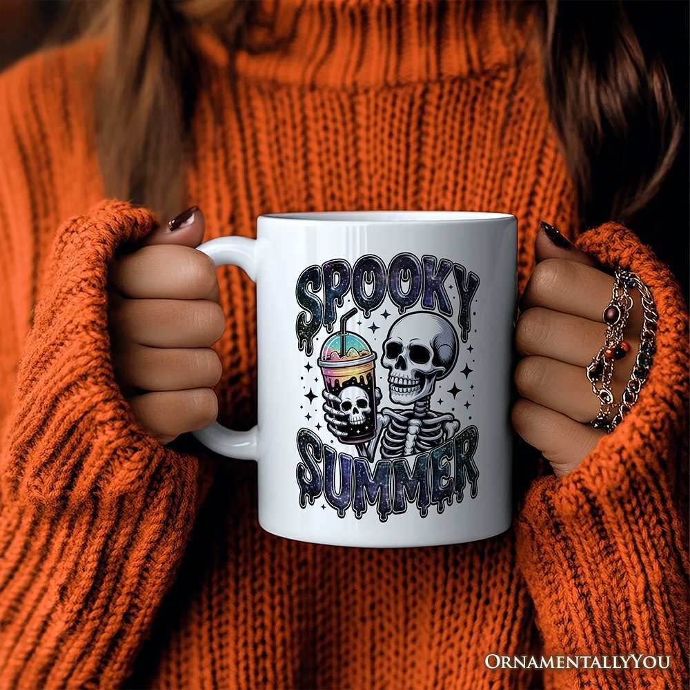 Spooky Summer Skeleton Personalized Mug, Snarky Halloween Coffee Gift with Custom Name - 12oz Mug