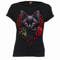 CAT'S LOVE - Boatneck Cap Sleeve Top Black