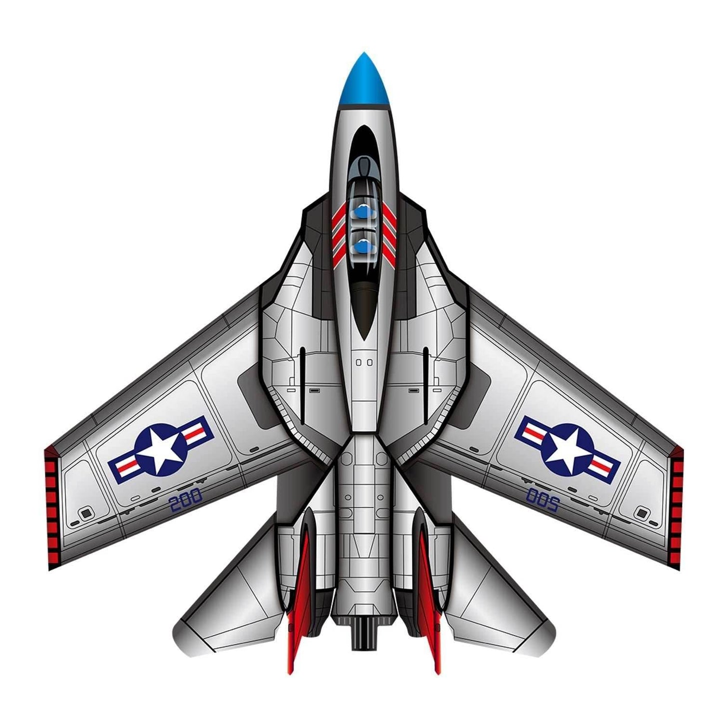 SuperSized Fighter Jet Nylon Kite w/ 3D Cockpit, 57 Inches Wide - 