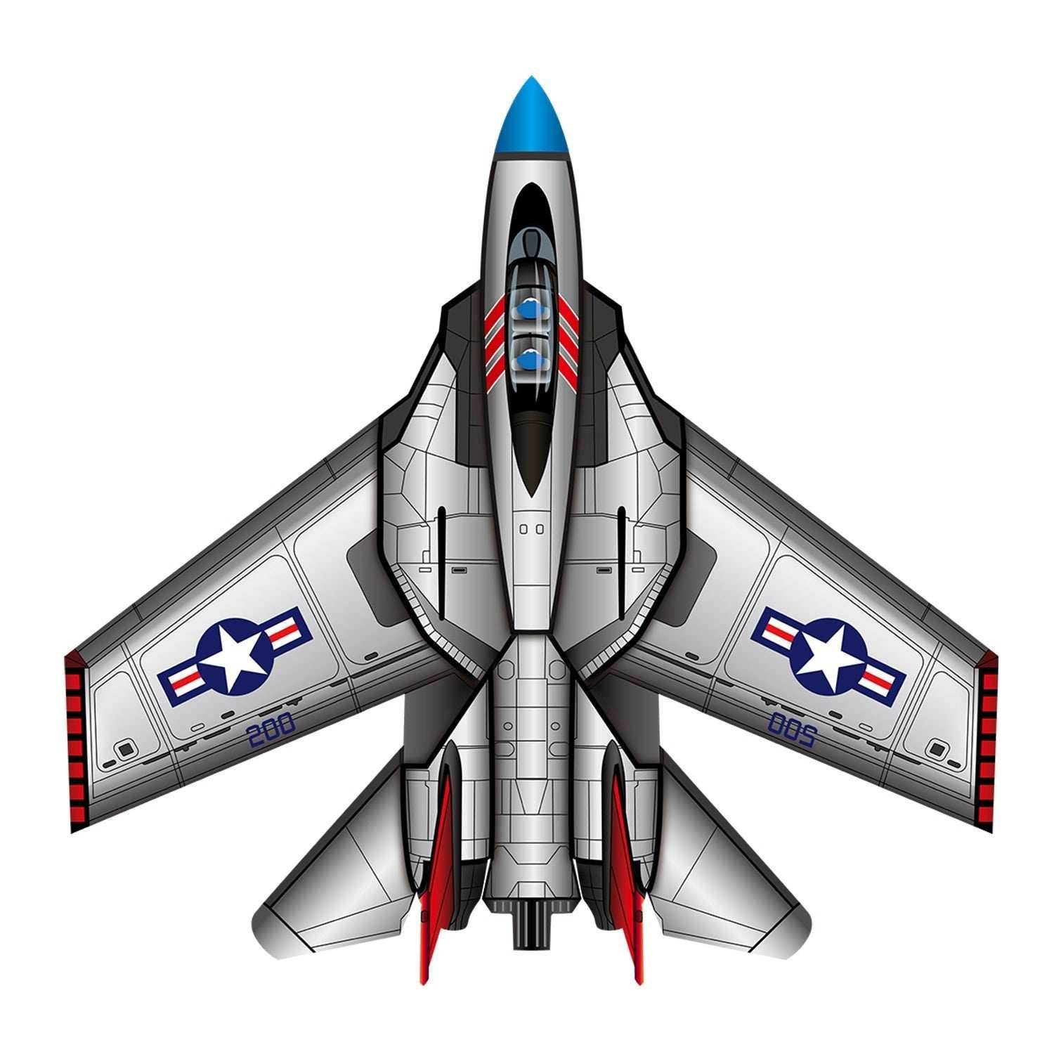 SuperSized Fighter Jet Nylon Kite w/ 3D Cockpit, 57 Inches Wide - 