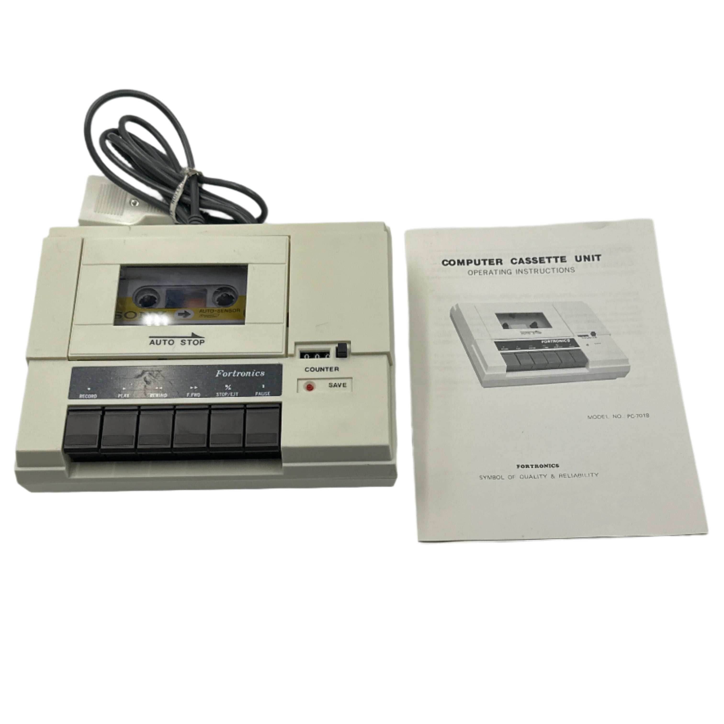 Fortronics Computer Cassette Unit - Commodore 64 - Cassette Unit & Manual