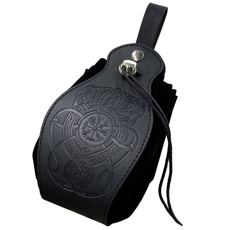 Beautiful 5-Piece Leather DND Dice Tray & Drawstring Pouch Set for RPG Games. A Perfect Gift for Gamers.