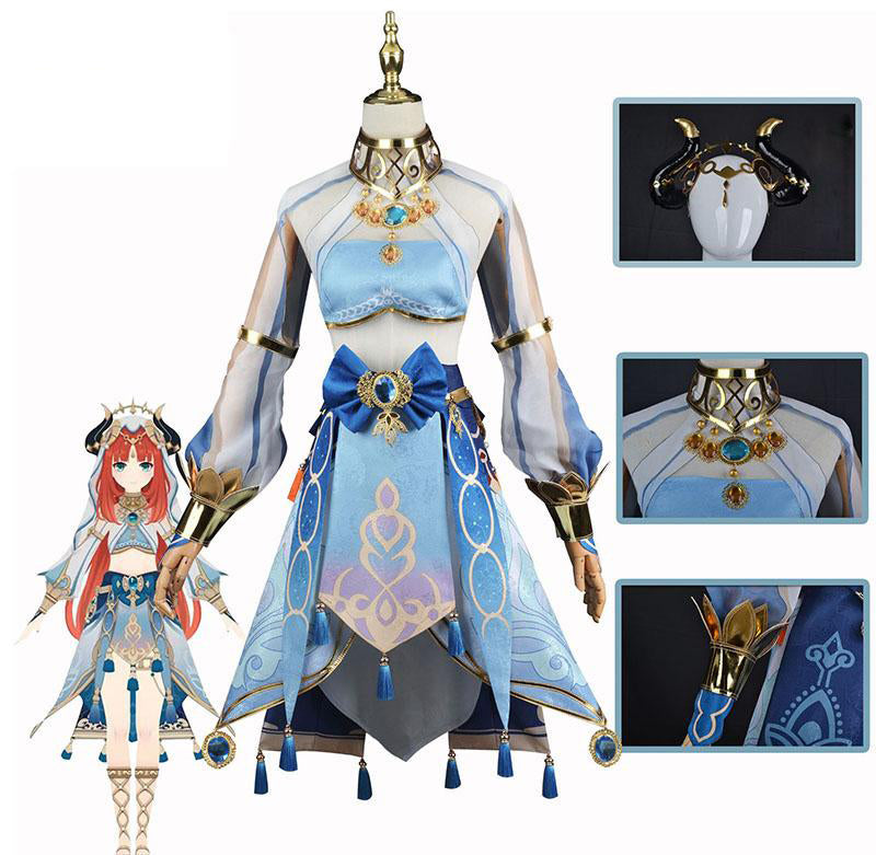 Yuanshen jeu cos costume Nilu cosplay bleu costume femme danseuse occidentale costume ensemble complet de cosplay