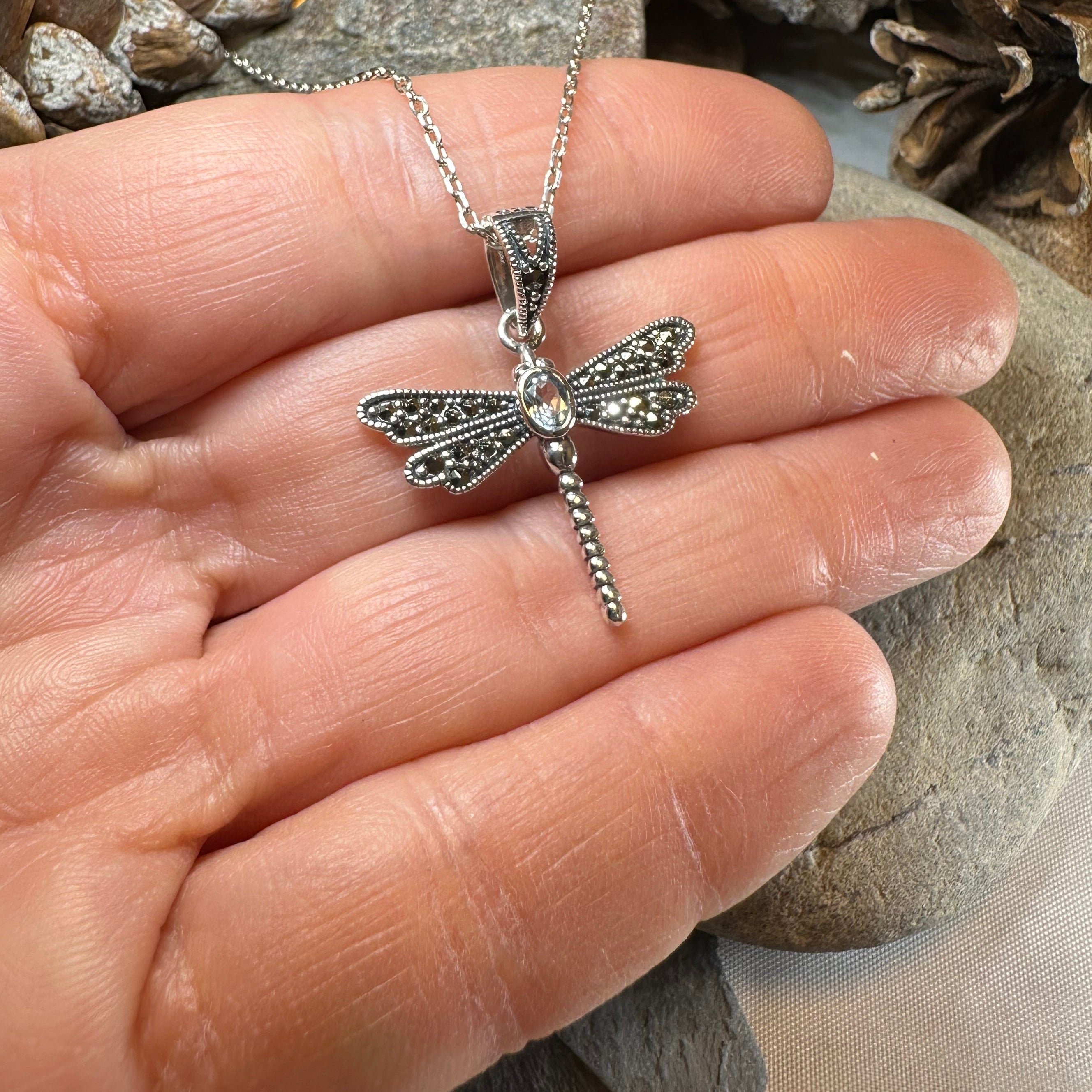 Triple Spiral Dragonfly Necklace