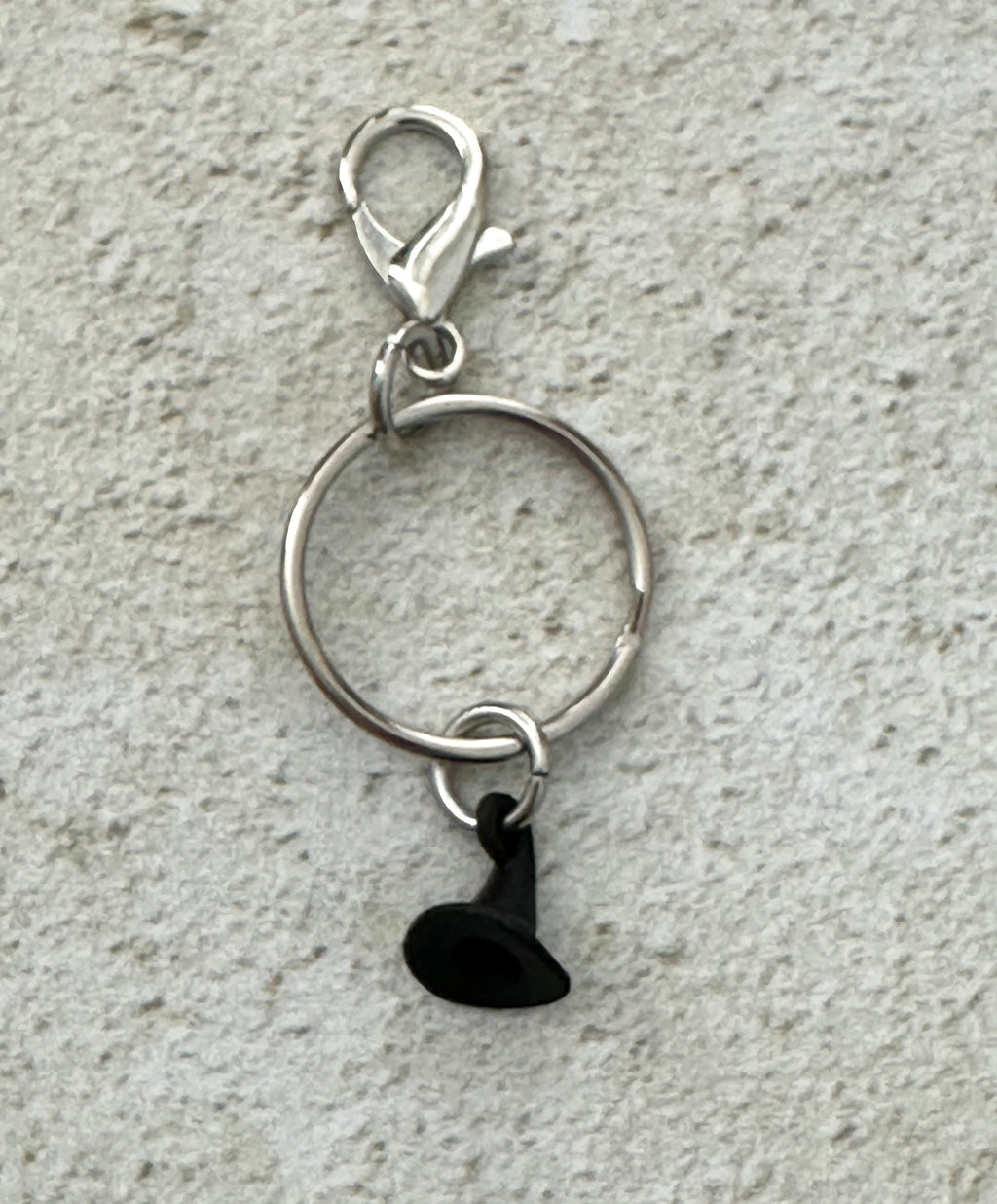 Black Witch Hat Zipper Pull Bag Charm Keychain