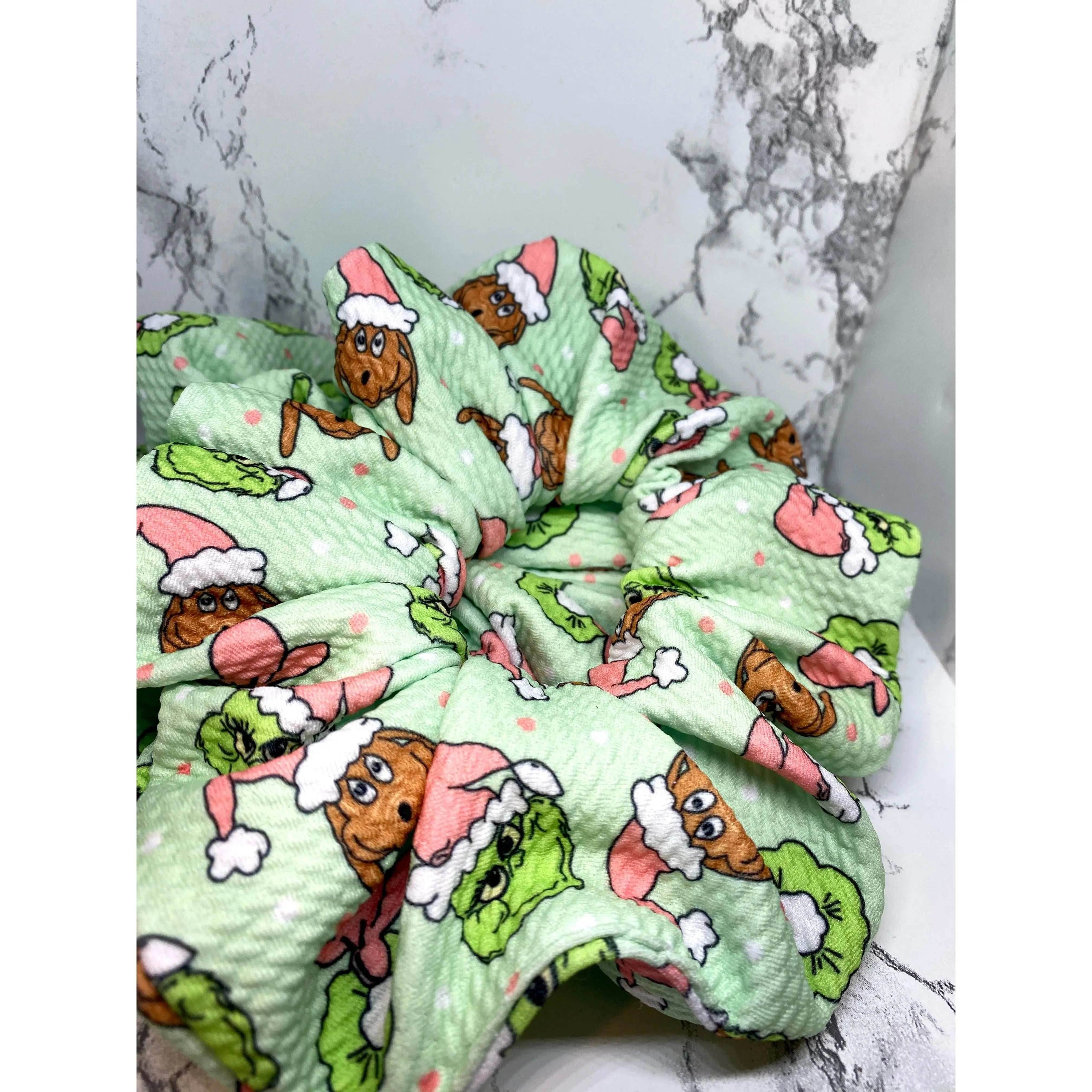 Green Grinch and Max Christmas Bullet Scrunchie - 